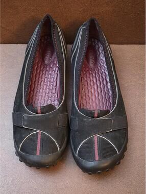 Privo Womens Black Leather Ballet Flats Comfort Slip On Sz 8.5
